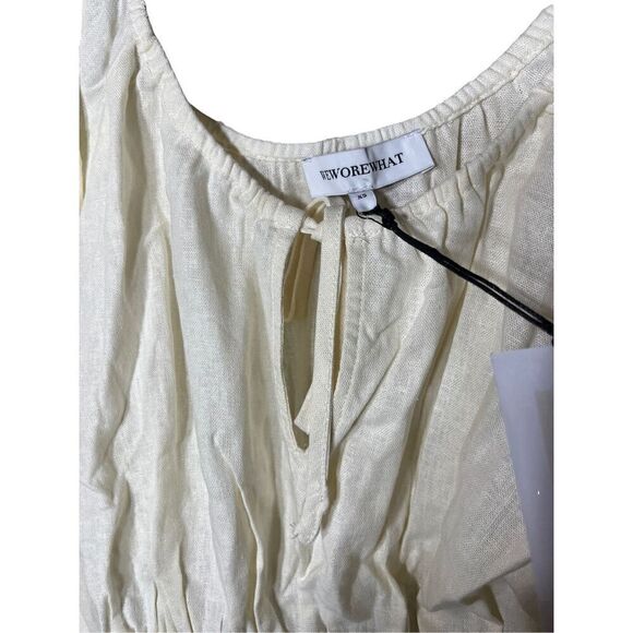 WeWoreWhat Linen Blend On/Off Shoulder Tie Front Top Size XS - Picture 4 of 8